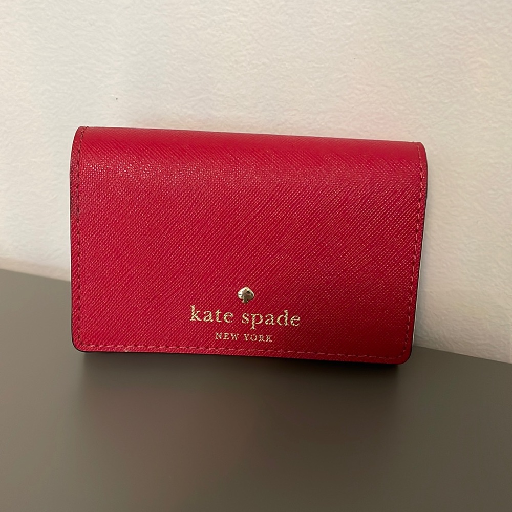 Kate Spade Red Leather Card Case Wallet